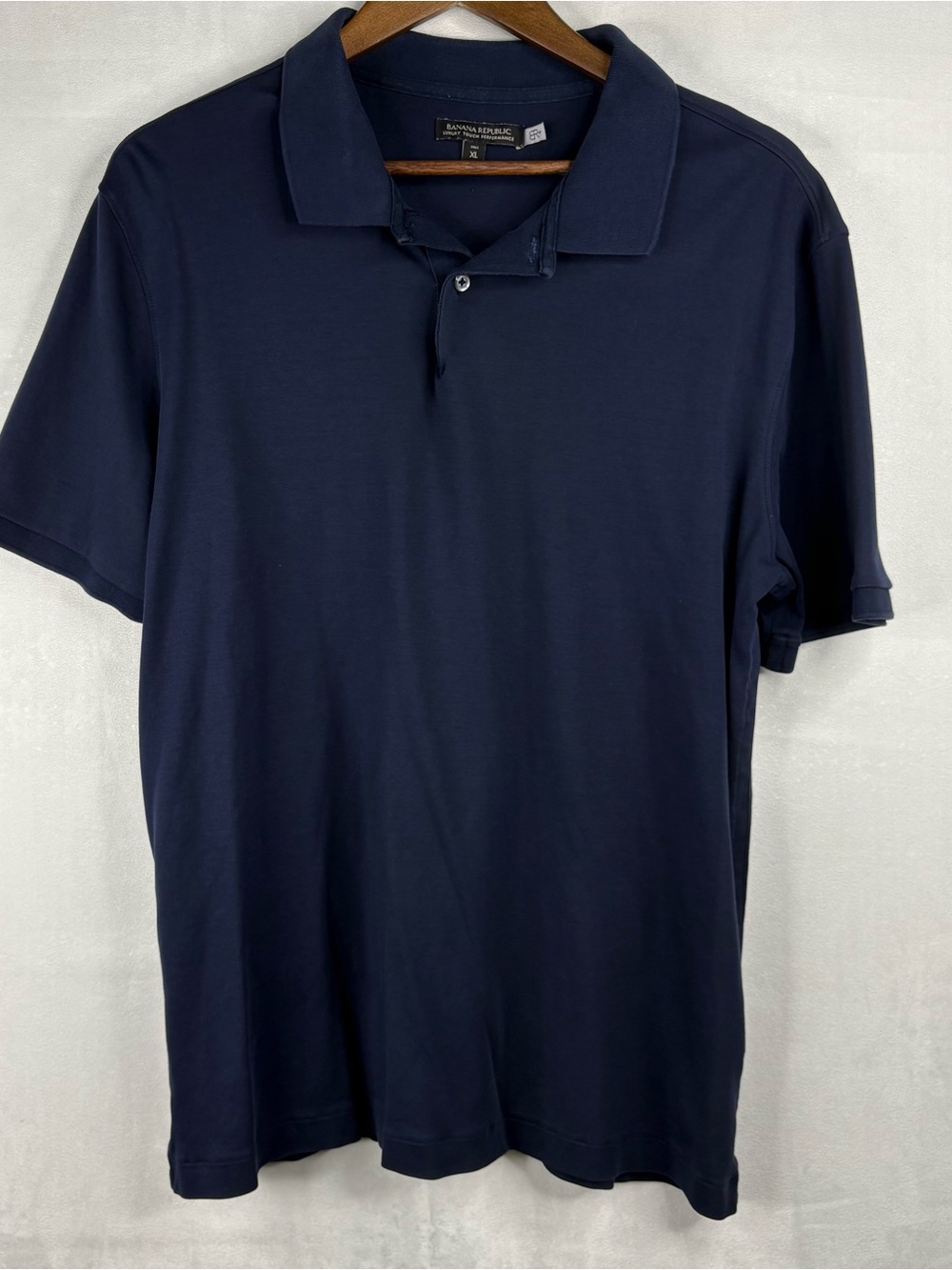 Banana Republic Luxury Touch Performance Polo Shirt Mens XL Tall Blue Short Slee